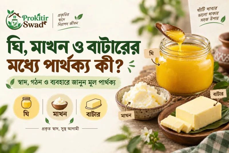 ঘি, মাখন ও বাটারের মধ্যে পার্থক্য কী? কোনটি কখন ব্যবহার করবেন?